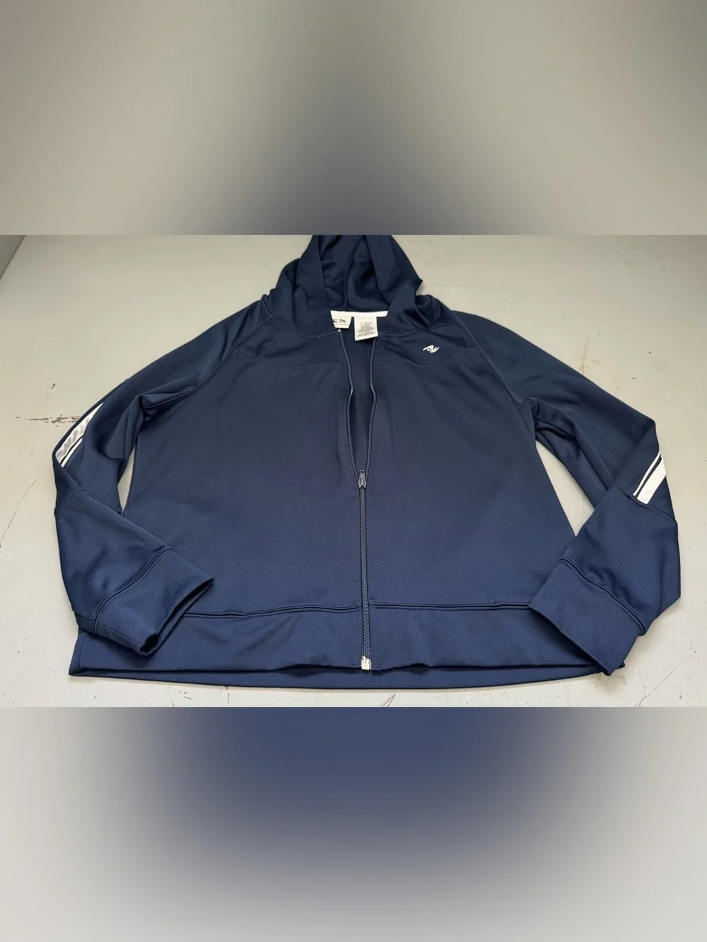 Athletic Works Navy Full-Zip Hooded Windbreaker Spring Jacket size large